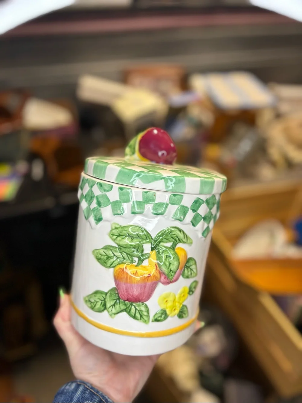 Decorative Fruit Ceramic Canister - Green & Multicolor